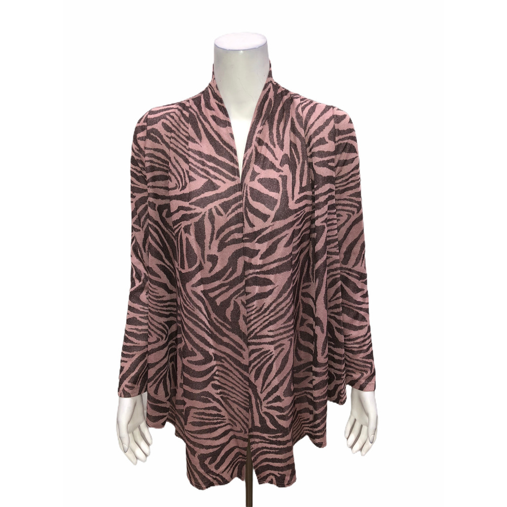George Simonton Drape Front Sweater Knit Jacquard Cardigan Pink X-Small Size